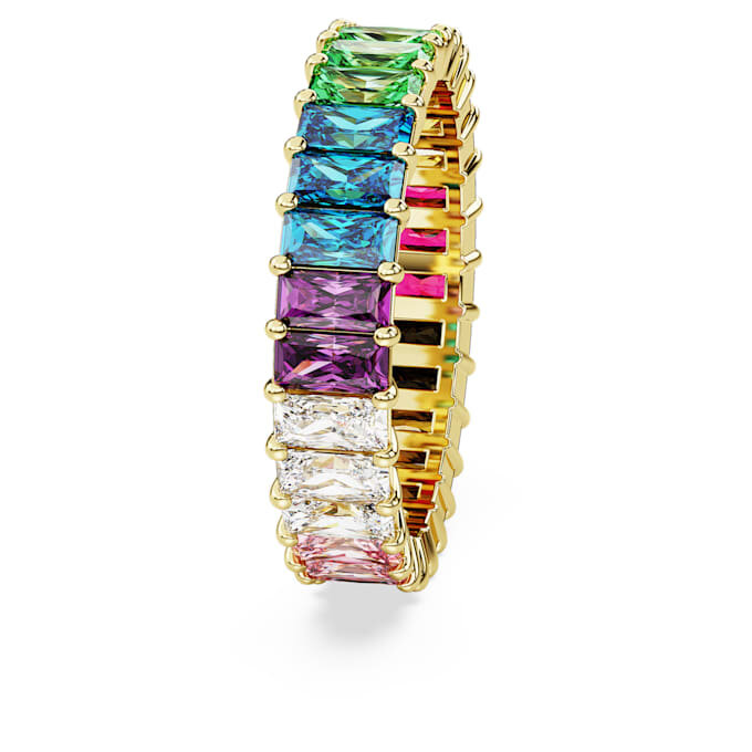 Anillo Matrix con corte baguette, multicolor, chapado en tono dorado Anillo Matrix con corte baguette, multicolor, chapado en tono dorado