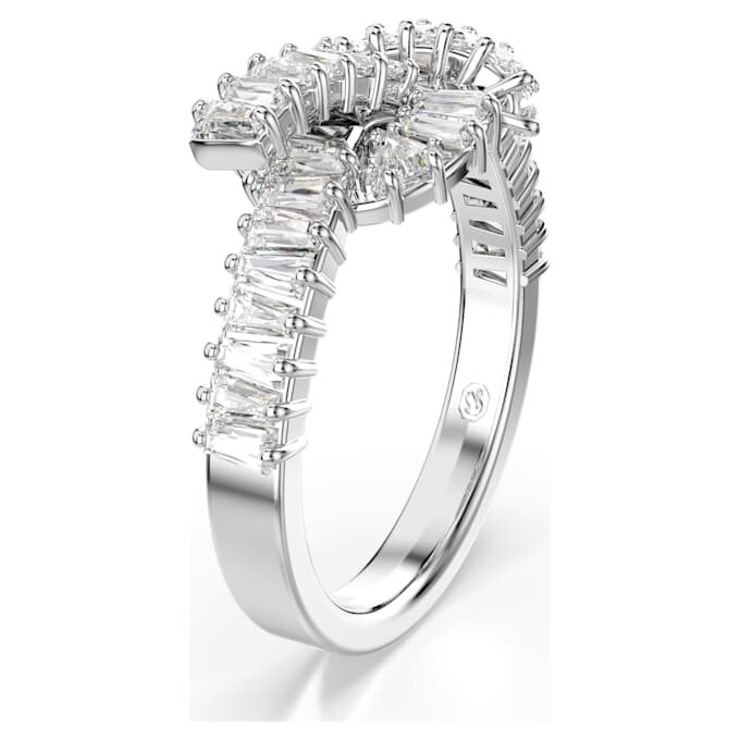 Anillo Matrix con corte baguette, nudo, blanco, chapado en rodio Anillo Matrix con corte baguette, nudo, blanco, chapado en rodio