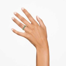 Anillo Matrix con corte baguette, verde, chapado en tono dorado