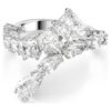 Anillo Matrix con cortes mixtos, blanco, chapado en rodio Anillo Matrix con cortes mixtos, blanco, chapado en rodio