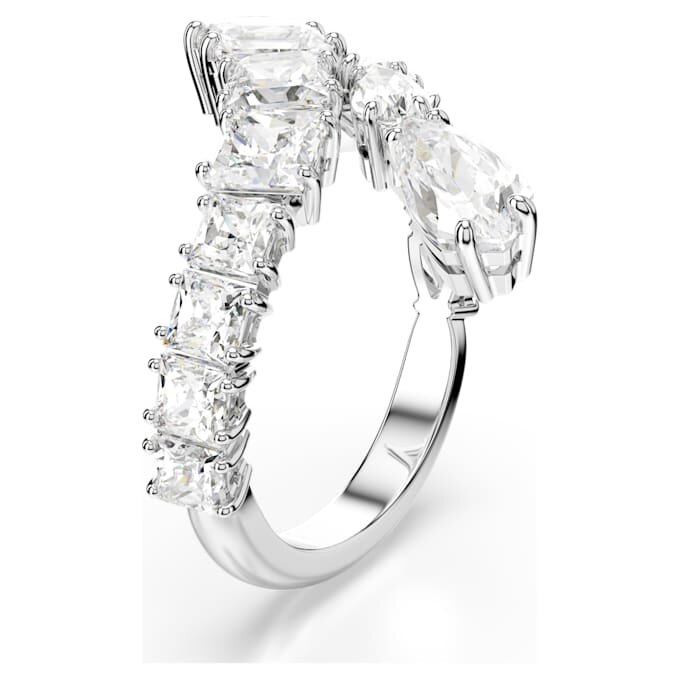 Anillo Matrix con cortes mixtos, blanco, chapado en rodio Anillo Matrix con cortes mixtos, blanco, chapado en rodio