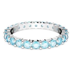 Anillo Matrix de corte redondo, azul, chapado en rodio