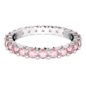 Anillo Matrix de corte redondo, rosa, chapado en rodio