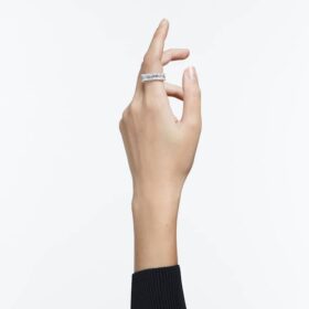 Anillo Matrix Vittore con corte baguette, blanco, chapado en rodio
