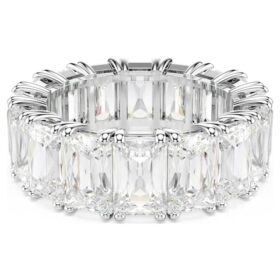 Anillo Matrix Vittore con corte baguette, blanco, chapado en rodio