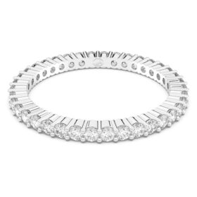 Anillo Matrix Vittore de corte redondo, blanco, acabado plateado