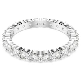 Anillo Matrix Vittore de corte redondo, blanco, acabado plateado
