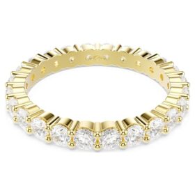 Anillo Matrix Vittore de corte redondo, blanco, chapado en tono dorado