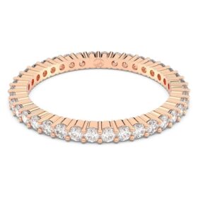 Anillo Matrix Vittore de corte redondo, blanco, chapado en tono oro rosa