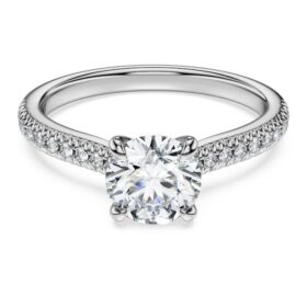 Anillo solitario Eternity con diamantes cultivados en laboratorio, 1,2 ct en total, forma redonda, oro blanco de 14K Anillo solitario Eternity con diamantes cultivados en laboratorio, 1,2 ct en total, forma redonda, oro blanco de 14K