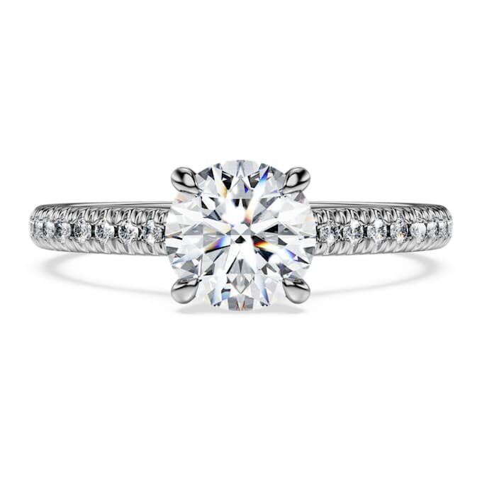 Anillo solitario Eternity con diamantes cultivados en laboratorio, 1,2 ct en total, forma redonda, oro blanco de 14K Anillo solitario Eternity con diamantes cultivados en laboratorio, 1,2 ct en total, forma redonda, oro blanco de 14K
