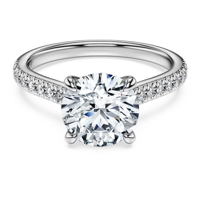 Anillo solitario Eternity con diamantes cultivados en laboratorio, 2,2 ct en total, forma redonda, oro blanco de 14K Anillo solitario Eternity con diamantes cultivados en laboratorio, 2,2 ct en total, forma redonda, oro blanco de 14K