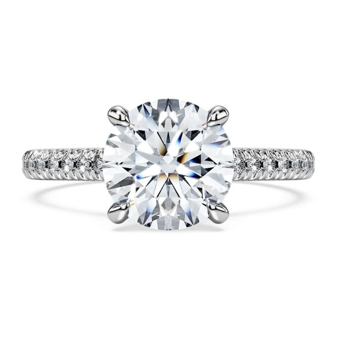 Anillo solitario Eternity con diamantes cultivados en laboratorio, 2,2 ct en total, forma redonda, oro blanco de 14K Anillo solitario Eternity con diamantes cultivados en laboratorio, 2,2 ct en total, forma redonda, oro blanco de 14K