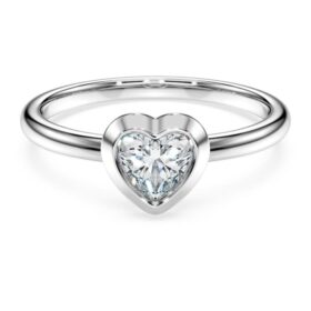 Anillo solitario Eternity con diamantes cultivados en laboratorio de 0,5 ct en total, forma de corazón, plata de ley