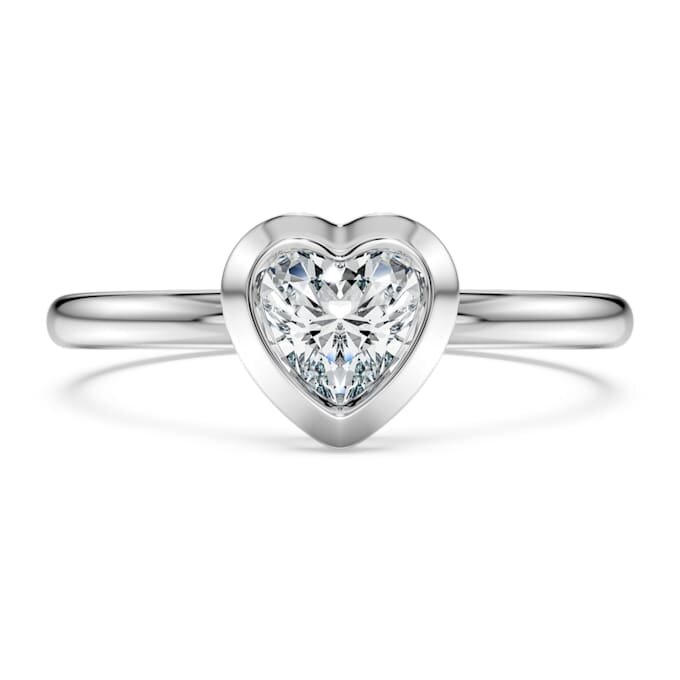 Anillo solitario Eternity con diamantes cultivados en laboratorio de 0,5 ct en total, forma de corazón, plata de ley Anillo solitario Eternity con diamantes cultivados en laboratorio de 0,5 ct en total, forma de corazón, plata de ley