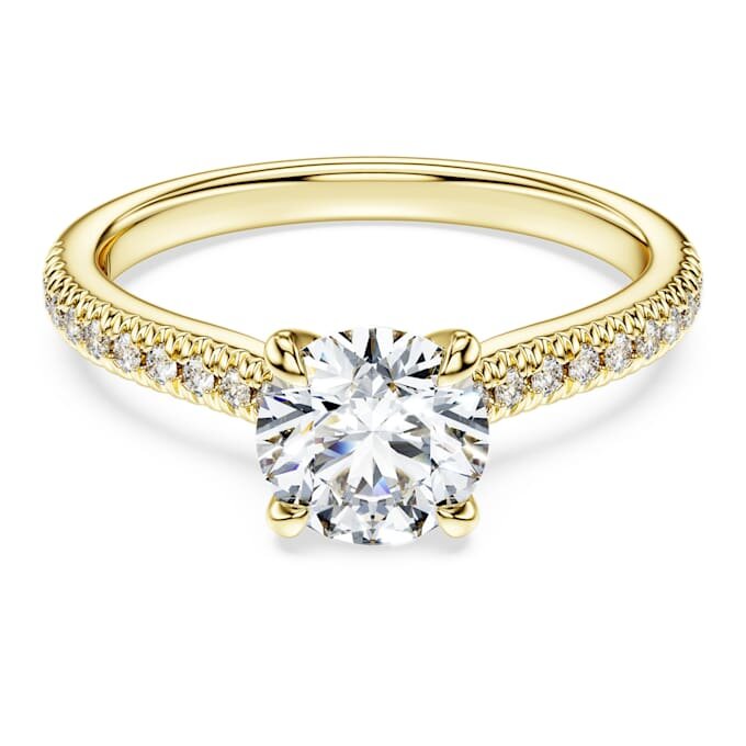 Anillo solitario Eternity con diamantes cultivados en laboratorio de 1,2 quilates en total, forma redonda, oro amarillo de 14 quilates Anillo solitario Eternity con diamantes cultivados en laboratorio de 1,2 quilates en total, forma redonda, oro amarillo de 14 quilates