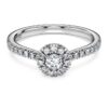 Anillo solitario «Eternity Halo» con diamantes cultivados en laboratorio, 0,45 quilates en total, forma redonda, plata de ley Anillo solitario «Eternity Halo» con diamantes cultivados en laboratorio, 0,45 quilates en total, forma redonda, plata de ley