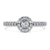 Anillo solitario «Eternity Halo» con diamantes cultivados en laboratorio, 0,45 quilates en total, forma redonda, plata de ley Anillo solitario «Eternity Halo» con diamantes cultivados en laboratorio, 0,45 quilates en total, forma redonda, plata de ley