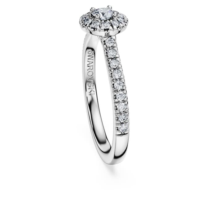 Anillo solitario «Eternity Halo» con diamantes cultivados en laboratorio, 0,45 quilates en total, forma redonda, plata de ley Anillo solitario «Eternity Halo» con diamantes cultivados en laboratorio, 0,45 quilates en total, forma redonda, plata de ley