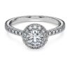 Anillo solitario Eternity Halo con diamantes cultivados en laboratorio, 0,8 ct en total, forma redonda, oro blanco de 14K Anillo solitario Eternity Halo con diamantes cultivados en laboratorio, 0,8 ct en total, forma redonda, oro blanco de 14K