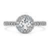 Anillo solitario Eternity Halo con diamantes cultivados en laboratorio, 0,8 ct en total, forma redonda, oro blanco de 14K Anillo solitario Eternity Halo con diamantes cultivados en laboratorio, 0,8 ct en total, forma redonda, oro blanco de 14K