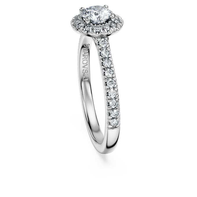 Anillo solitario Eternity Halo con diamantes cultivados en laboratorio, 0,8 ct en total, forma redonda, oro blanco de 14K Anillo solitario Eternity Halo con diamantes cultivados en laboratorio, 0,8 ct en total, forma redonda, oro blanco de 14K