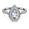 Anillo solitario Eternity Halo con diamantes cultivados en laboratorio, 1,3 quilates en total, forma de pera, oro blanco de 14K Anillo solitario Eternity Halo con diamantes cultivados en laboratorio, 1,3 quilates en total, forma de pera, oro blanco de 14K