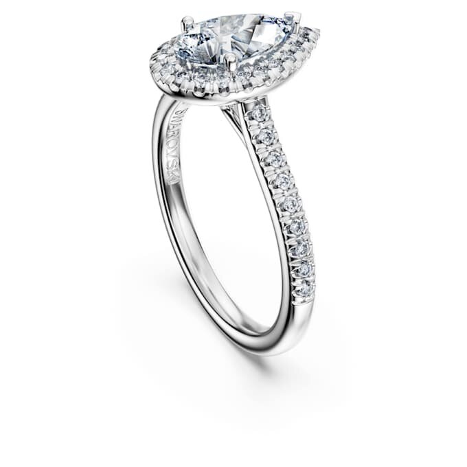 Anillo solitario Eternity Halo con diamantes cultivados en laboratorio, 1,3 quilates en total, forma de pera, oro blanco de 14K Anillo solitario Eternity Halo con diamantes cultivados en laboratorio, 1,3 quilates en total, forma de pera, oro blanco de 14K