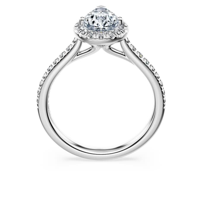 Anillo solitario Eternity Halo con diamantes cultivados en laboratorio, 1,3 quilates en total, forma de pera, oro blanco de 14K Anillo solitario Eternity Halo con diamantes cultivados en laboratorio, 1,3 quilates en total, forma de pera, oro blanco de 14K