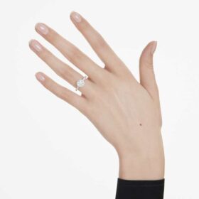 Anillo solitario Eternity Halo con diamantes cultivados en laboratorio, 1,33 quilates en total, forma redonda, oro blanco de 14 quilates