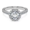 Anillo solitario Eternity Halo con diamantes cultivados en laboratorio, 1,33 quilates en total, forma redonda, oro blanco de 14 quilates Anillo solitario Eternity Halo con diamantes cultivados en laboratorio, 1,33 quilates en total, forma redonda, oro blanco de 14 quilates