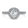 Anillo solitario Eternity Halo con diamantes cultivados en laboratorio, 1,33 quilates en total, forma redonda, oro blanco de 14 quilates Anillo solitario Eternity Halo con diamantes cultivados en laboratorio, 1,33 quilates en total, forma redonda, oro blanco de 14 quilates
