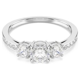 Anillo Stilla Attract de corte redondo, blanco, acabado plateado
