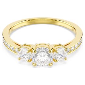 Anillo Stilla Attract de corte redondo, blanco, chapado en tono dorado