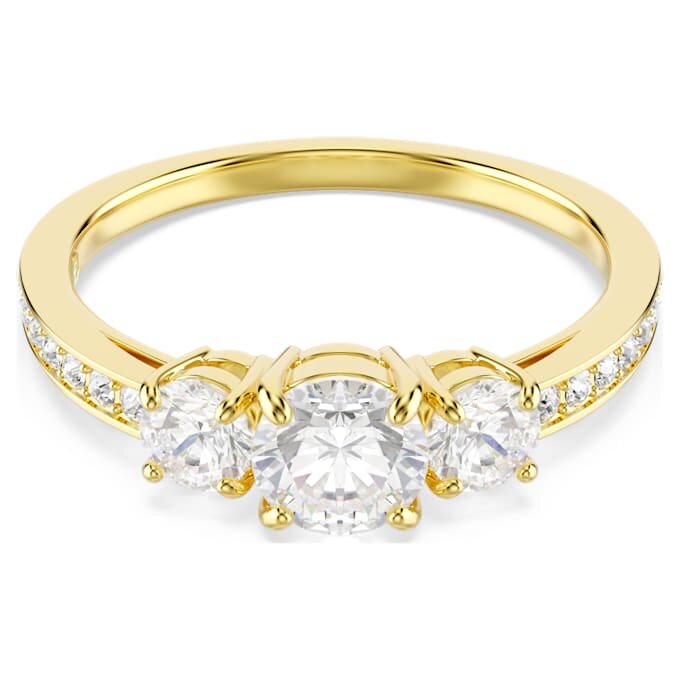 Anillo Stilla Attract de corte redondo, blanco, chapado en tono dorado Anillo Stilla Attract de corte redondo, blanco, chapado en tono dorado