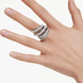 Anillo «Swan» de la colección Vienna, blanco, chapado en rutenio