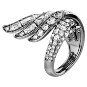 Anillo «Swan» de la colección Vienna, blanco, chapado en rutenio