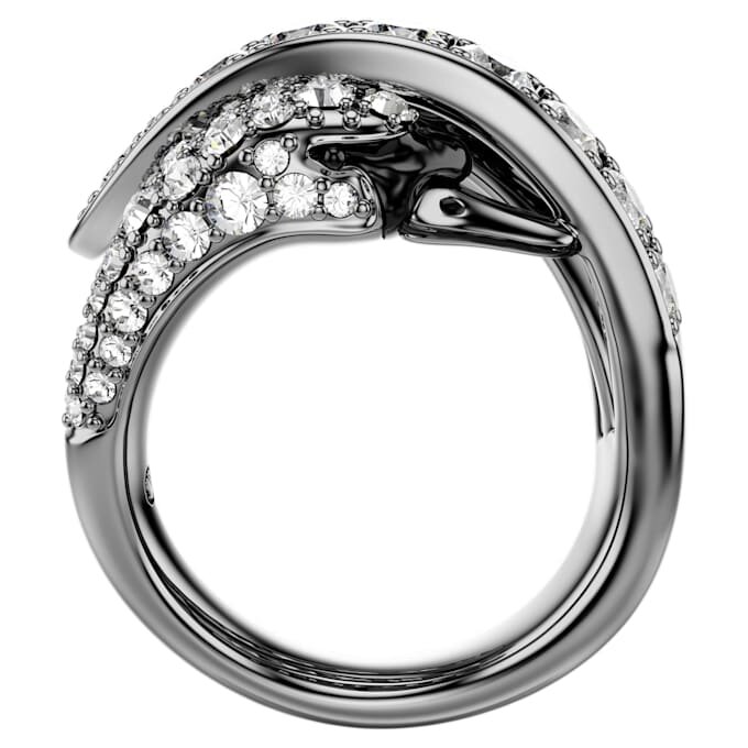 Anillo «Swan» de la colección Vienna, blanco, chapado en rutenio Anillo «Swan» de la colección Vienna, blanco, chapado en rutenio