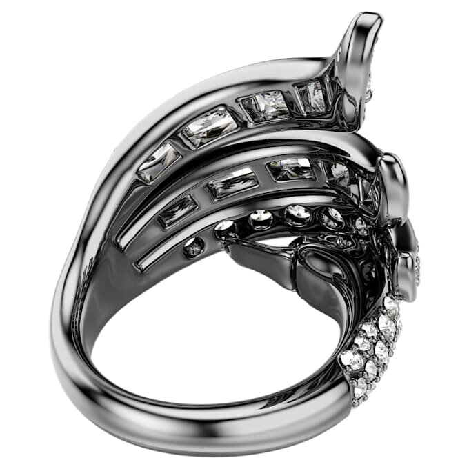 Anillo «Swan» de la colección Vienna, blanco, chapado en rutenio Anillo «Swan» de la colección Vienna, blanco, chapado en rutenio