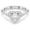 Anillo «Una» con motivo Angelic, cortes mixtos, corazón, blanco, chapado en rodio Anillo «Una» con motivo Angelic, cortes mixtos, corazón, blanco, chapado en rodio