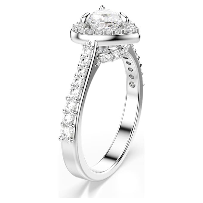 Anillo «Una» con motivo Angelic, cortes mixtos, corazón, blanco, chapado en rodio Anillo «Una» con motivo Angelic, cortes mixtos, corazón, blanco, chapado en rodio