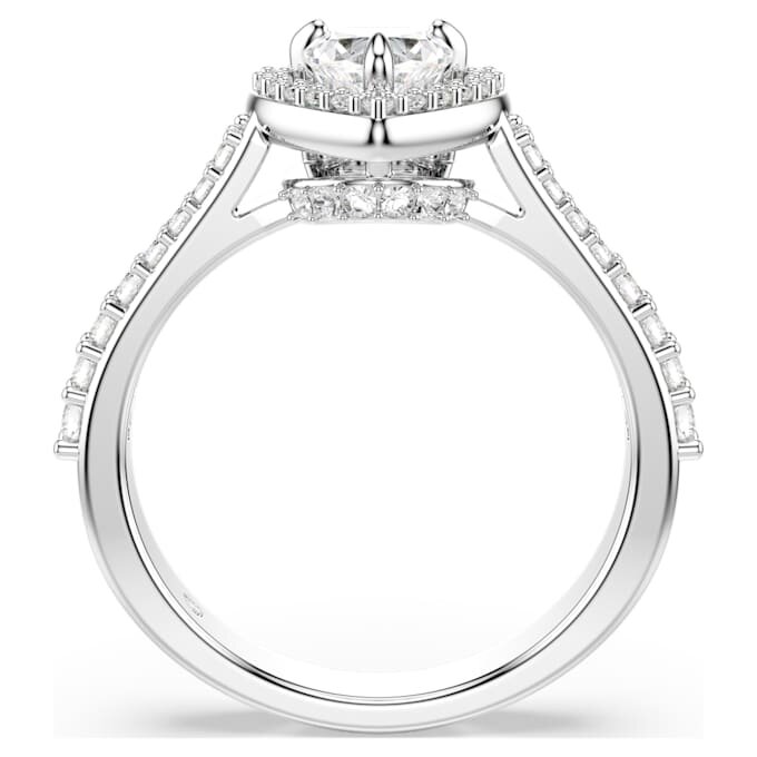Anillo «Una» con motivo Angelic, cortes mixtos, corazón, blanco, chapado en rodio Anillo «Una» con motivo Angelic, cortes mixtos, corazón, blanco, chapado en rodio
