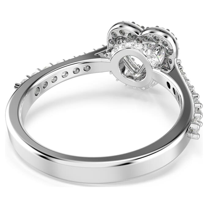 Anillo «Una» con motivo Angelic, cortes mixtos, corazón, blanco, chapado en rodio Anillo «Una» con motivo Angelic, cortes mixtos, corazón, blanco, chapado en rodio