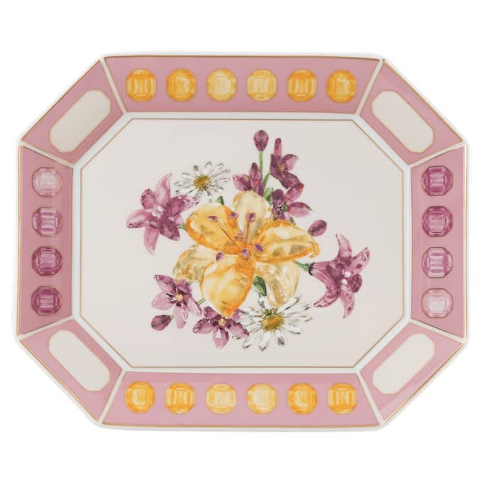 Bandeja Idyllia de porcelana, motivo de cristal, flores, grande, rosa Bandeja Idyllia de porcelana, motivo de cristal, flores, grande, rosa