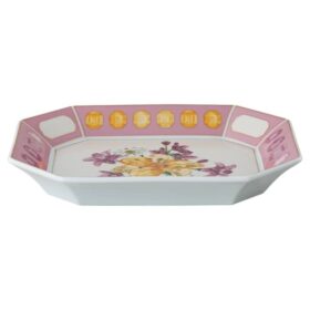 Bandeja Idyllia de porcelana, motivo de cristal, flores, grande, rosa