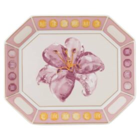Bandeja Idyllia de porcelana, motivo de cristales, flor, pequeña, rosa