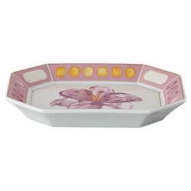 Bandeja Idyllia de porcelana, motivo de cristales, flor, pequeña, rosa