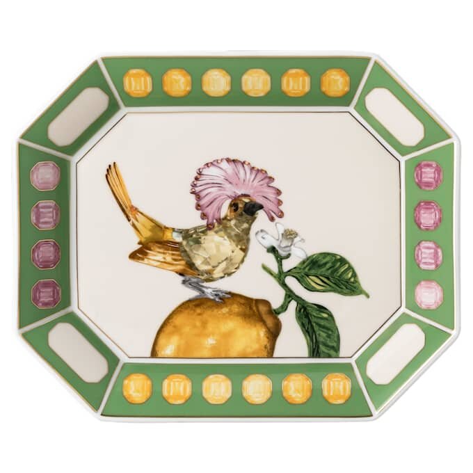 Bandeja Idyllia de porcelana, motivo de cristales, papamoscas, grande, multicolor Bandeja Idyllia de porcelana, motivo de cristales, papamoscas, grande, multicolor