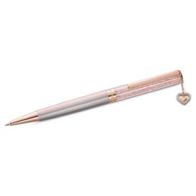 Bolígrafo Crystalline con forma de corazón, tono oro rosa, lacado en rosa, chapado en tono oro rosa