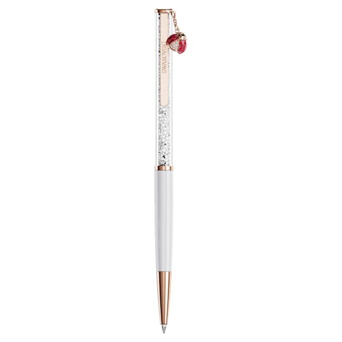 Bolígrafo Crystalline Ladybug, blanco, lacado en rojo, chapado en tono oro rosa Bolígrafo Crystalline Ladybug, blanco, lacado en rojo, chapado en tono oro rosa